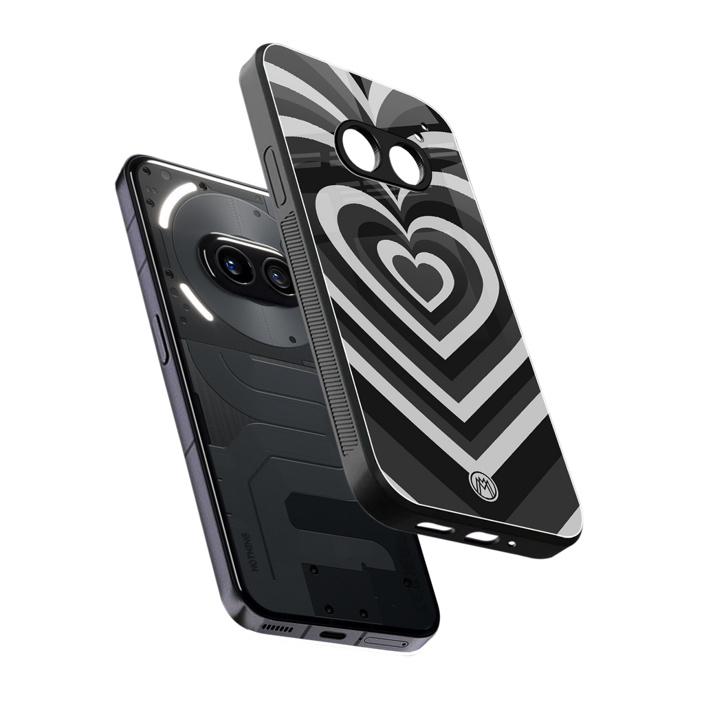 y2k retro black hearts back phone cover | glass case for nothing phone 2a