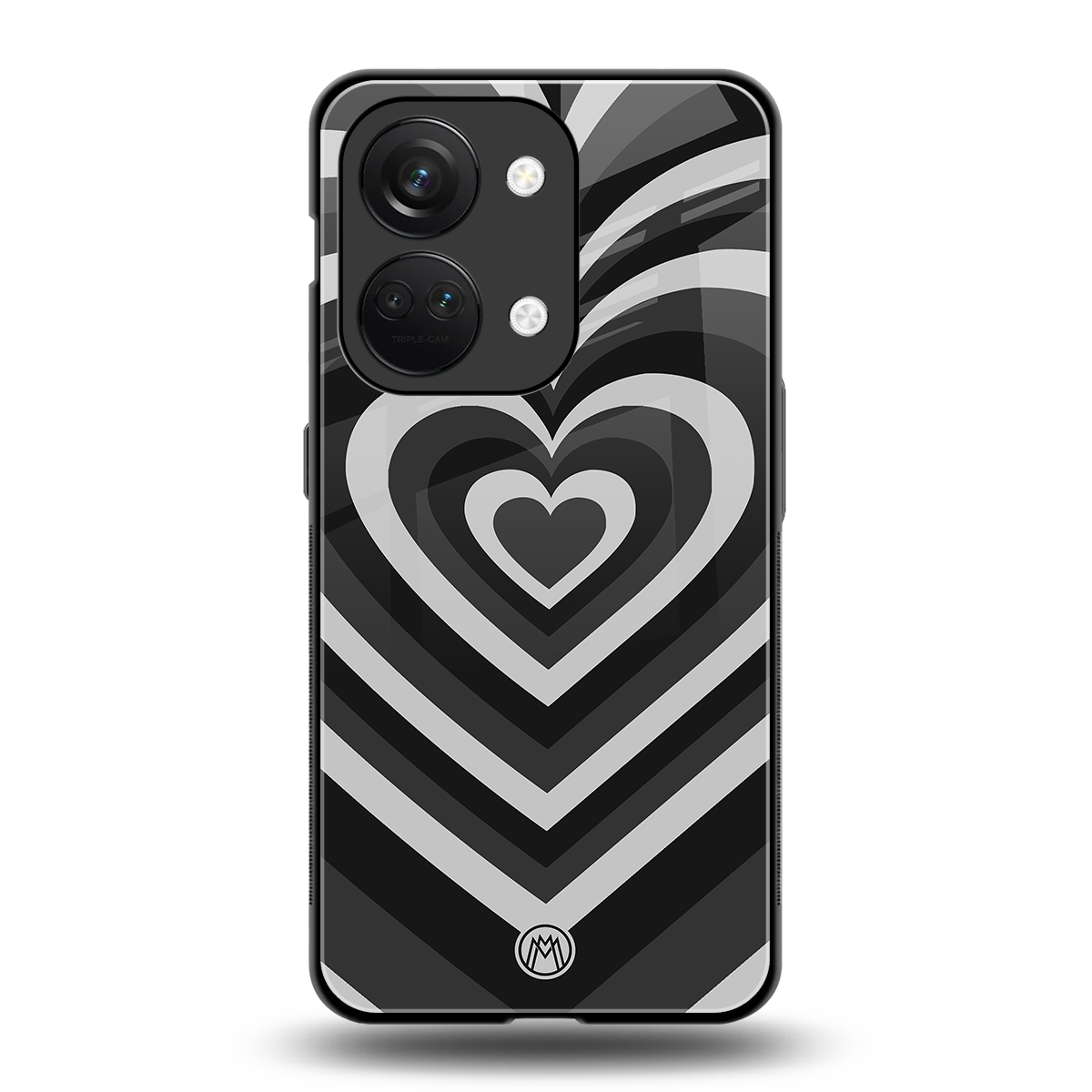 y2k retro black hearts back phone cover | glass case for oneplus nord 3