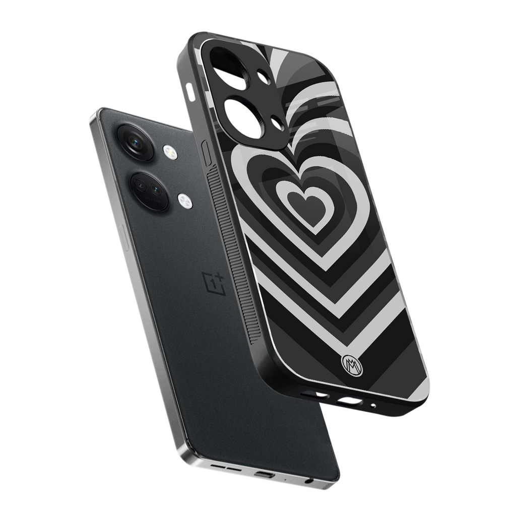 y2k retro black hearts back phone cover | glass case for oneplus nord 3