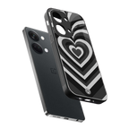 y2k retro black hearts back phone cover | glass case for oneplus nord 3