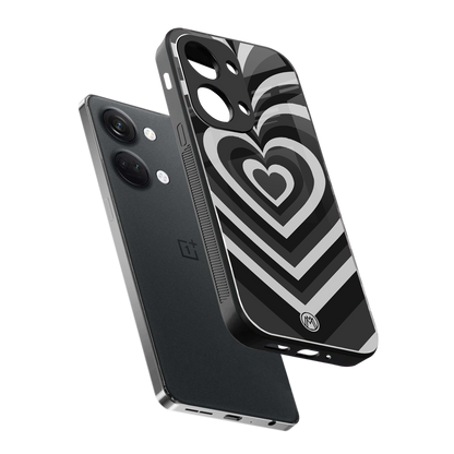 y2k retro black hearts back phone cover | glass case for oneplus nord 3