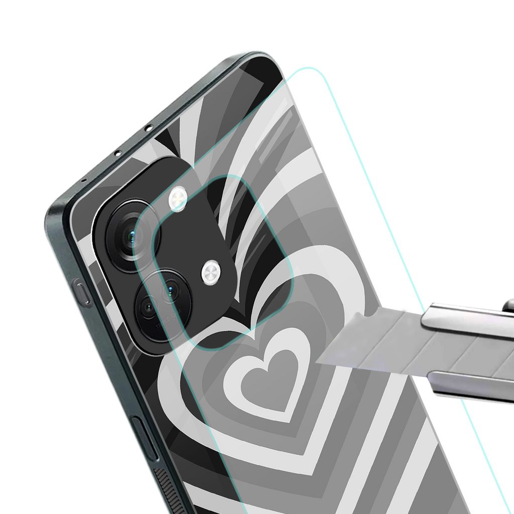 y2k retro black hearts back phone cover | glass case for oneplus nord 3