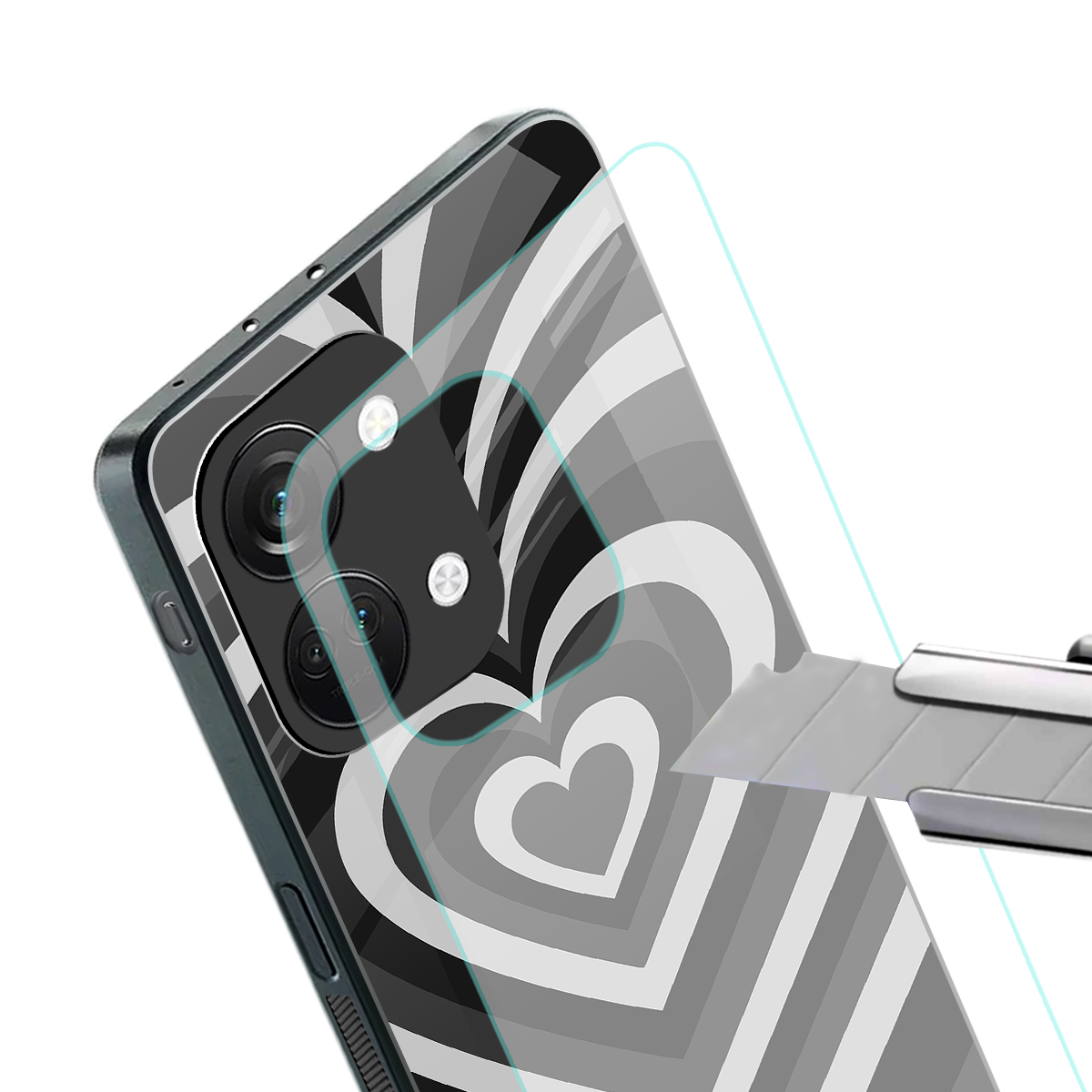 y2k retro black hearts back phone cover | glass case for oneplus nord 3