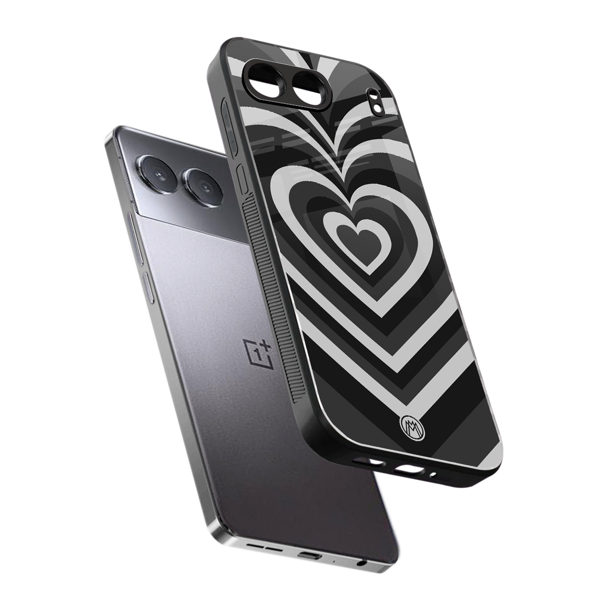 y2k retro black hearts back phone cover | glass case for oneplus nord 4