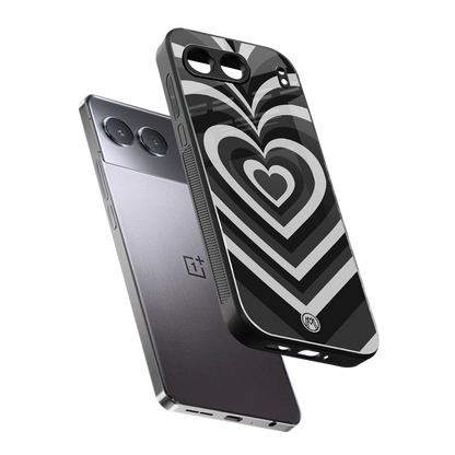 y2k retro black hearts back phone cover | glass case for oneplus nord 4