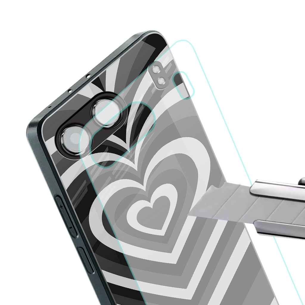 y2k retro black hearts back phone cover | glass case for oneplus nord 4