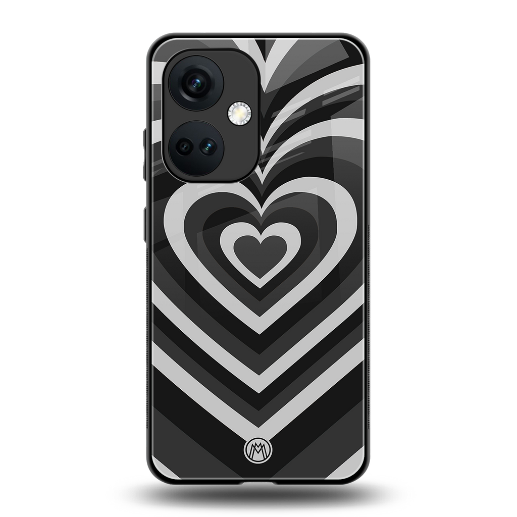 y2k retro black hearts back phone cover | glass case for oneplus nord ce 3
