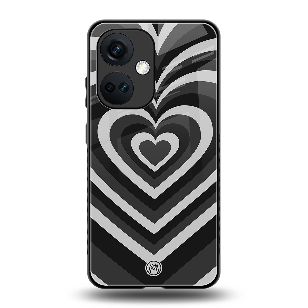 y2k retro black hearts back phone cover | glass case for oneplus nord ce 3