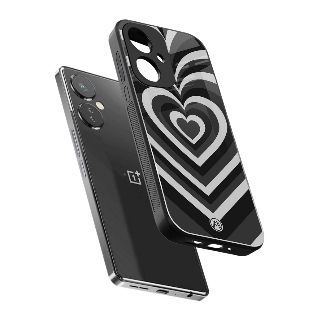 y2k retro black hearts back phone cover | glass case for oneplus nord ce 3