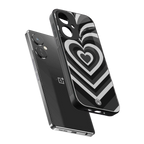 y2k retro black hearts back phone cover | glass case for oneplus nord ce 3