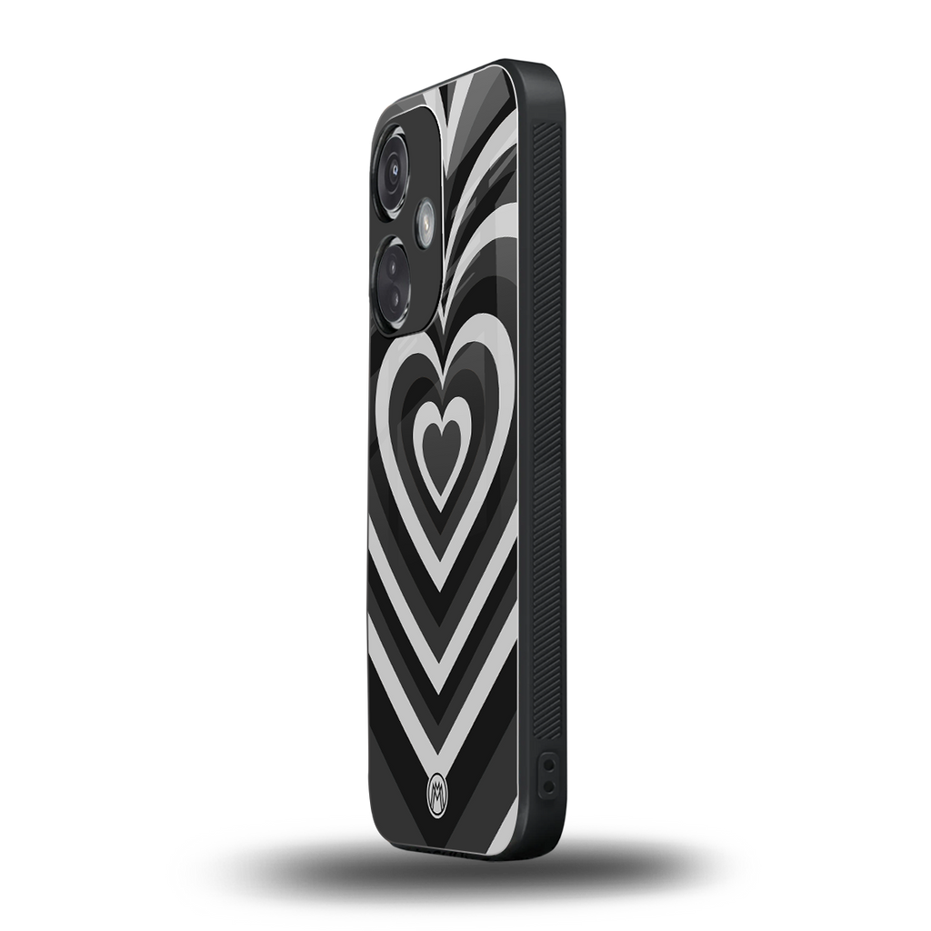 y2k retro black hearts back phone cover | glass case for oneplus nord ce 3