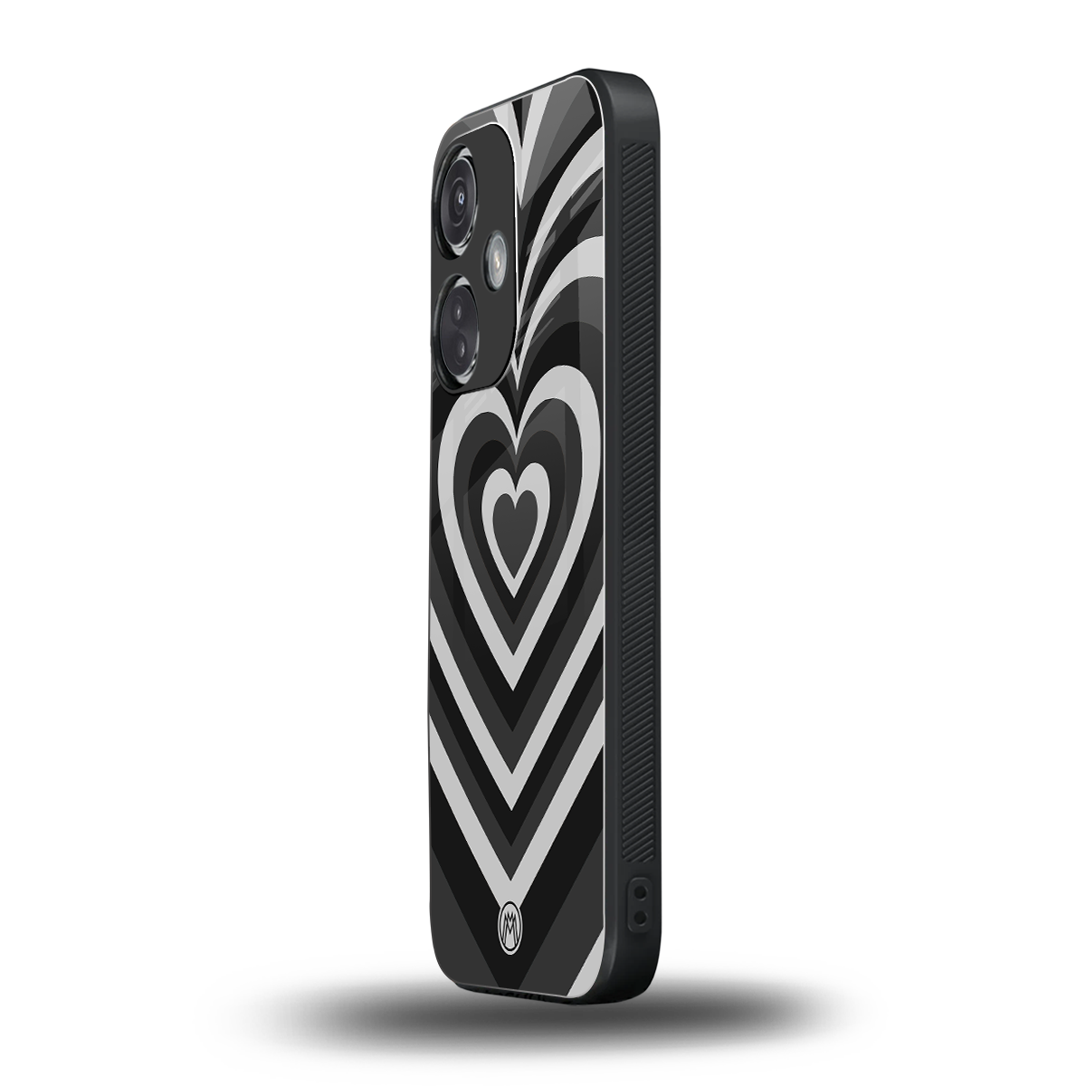 y2k retro black hearts back phone cover | glass case for oneplus nord ce 3