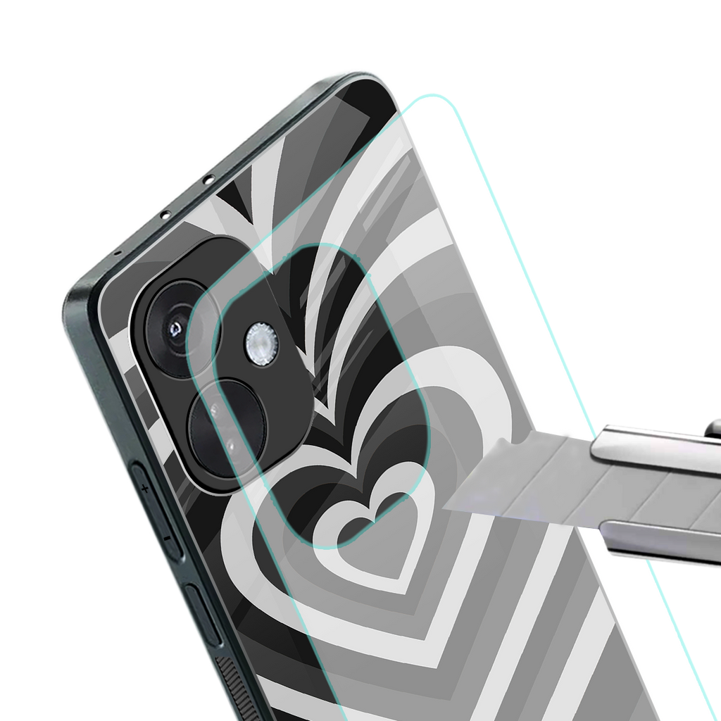 y2k retro black hearts back phone cover | glass case for oneplus nord ce 3