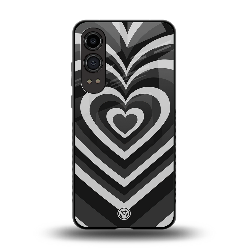 y2k retro black hearts back phone cover | glass case for oneplus nord ce 4 lite
