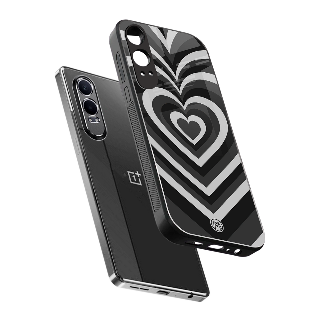 y2k retro black hearts back phone cover | glass case for oneplus nord ce 4 lite