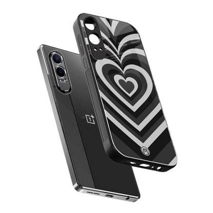 y2k retro black hearts back phone cover | glass case for oneplus nord ce 4 lite