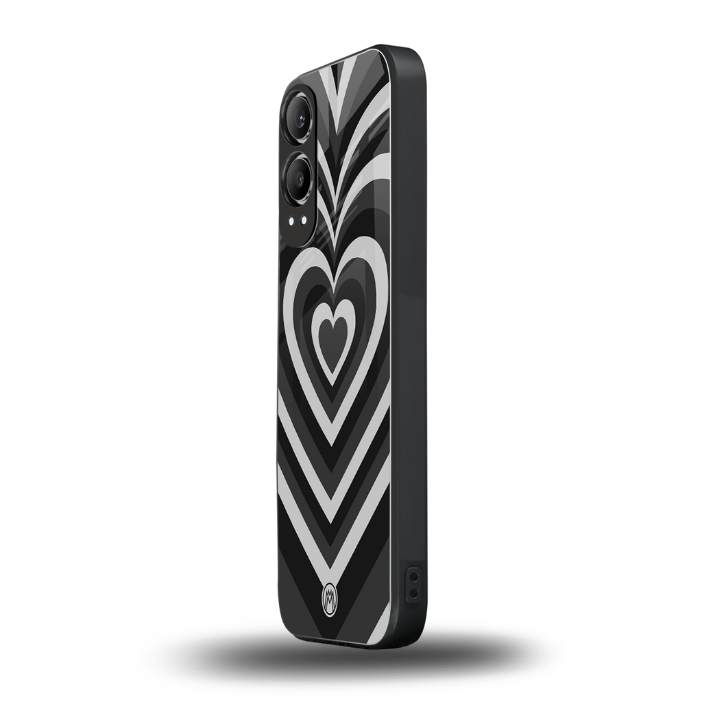 y2k retro black hearts back phone cover | glass case for oneplus nord ce 4 lite