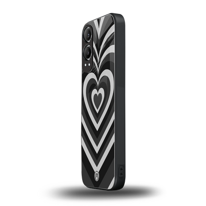 y2k retro black hearts back phone cover | glass case for oneplus nord ce 4 lite