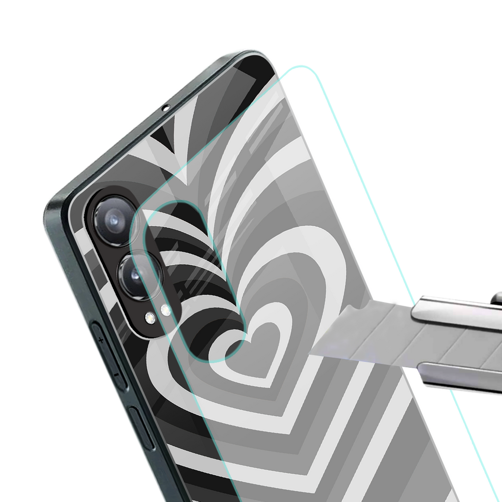 y2k retro black hearts back phone cover | glass case for oneplus nord ce 4 lite