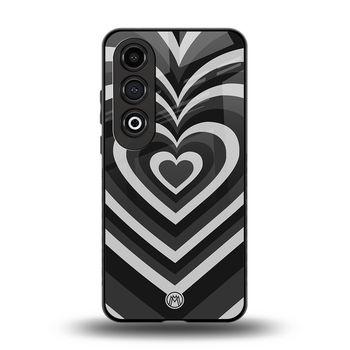 y2k retro black hearts back phone cover | glass case for oneplus nord ce 4