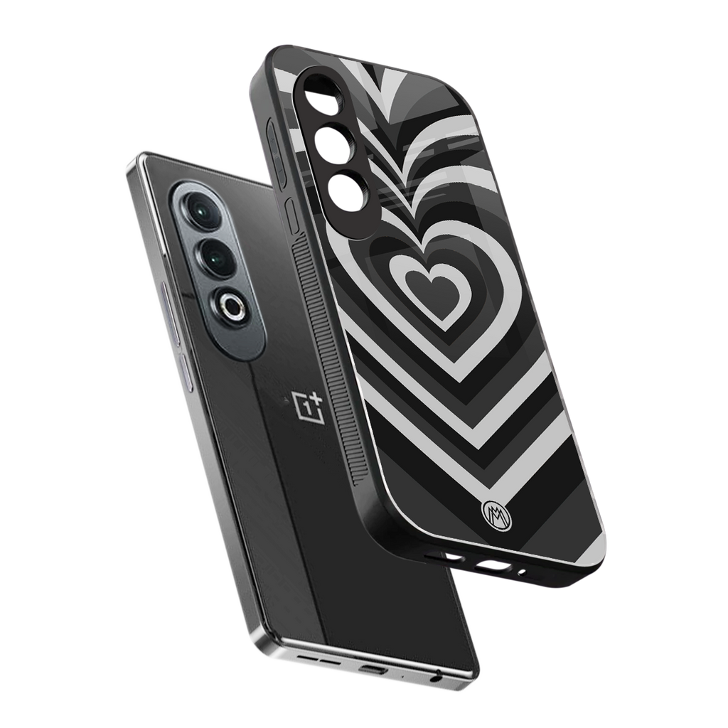 y2k retro black hearts back phone cover | glass case for oneplus nord ce 4
