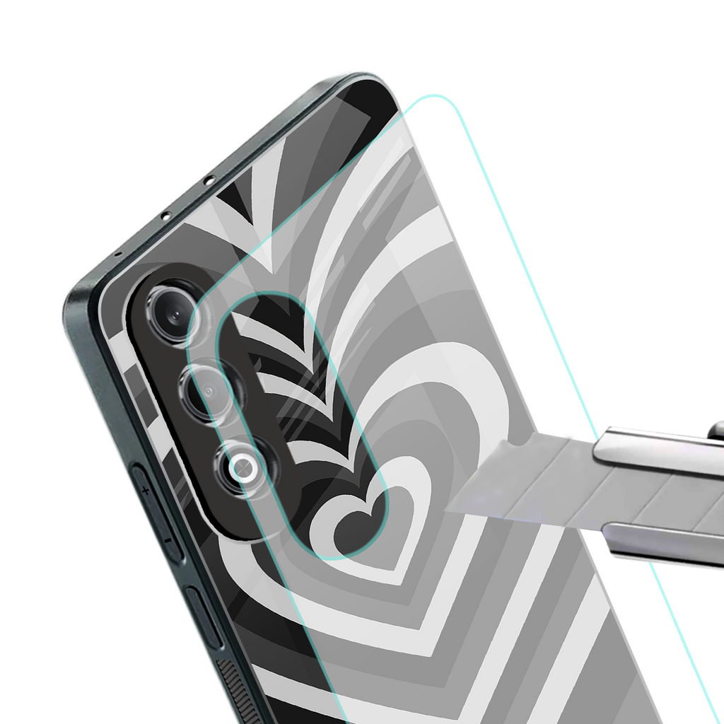y2k retro black hearts back phone cover | glass case for oneplus nord ce 4