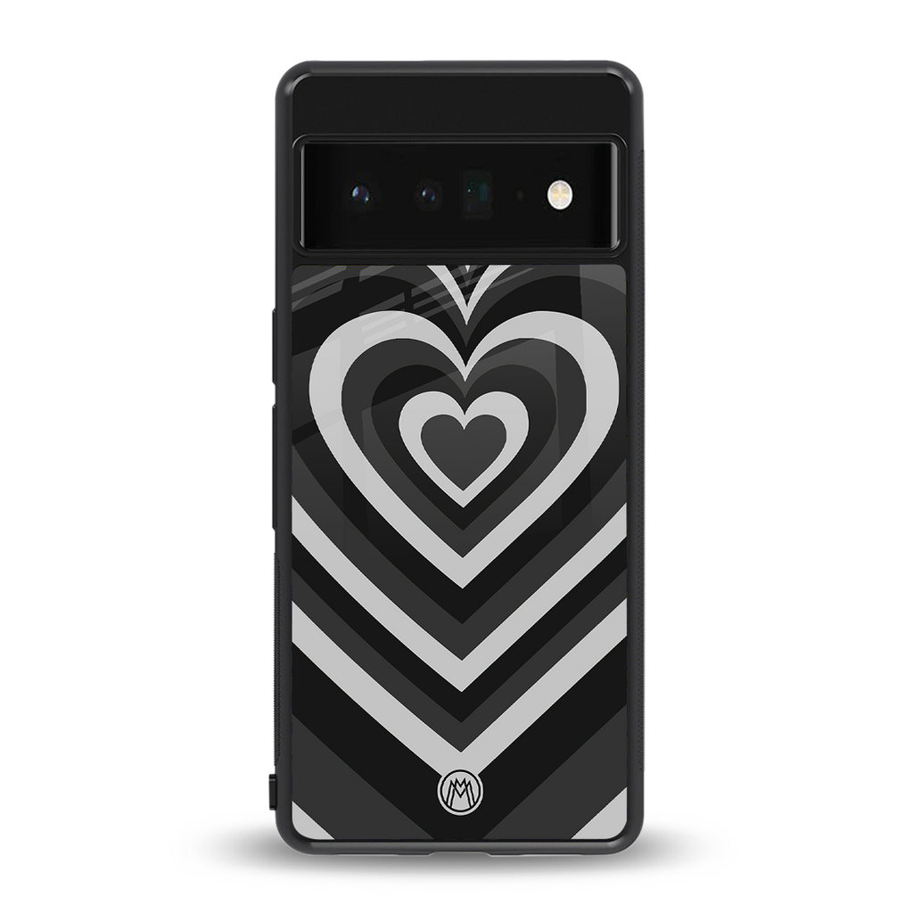 y2k retro black hearts back phone cover | glass case for google pixel 6 pro