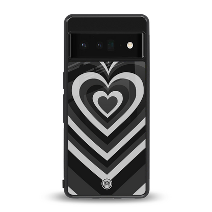 y2k retro black hearts back phone cover | glass case for google pixel 6 pro