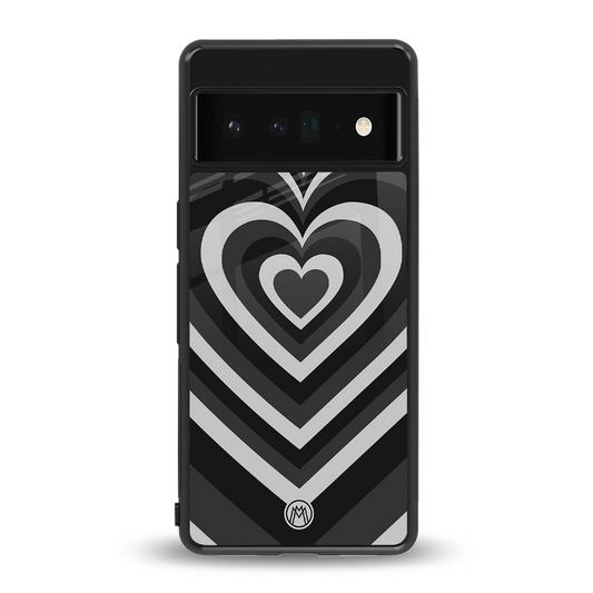 y2k retro black hearts back phone cover | glass case for google pixel 6 pro