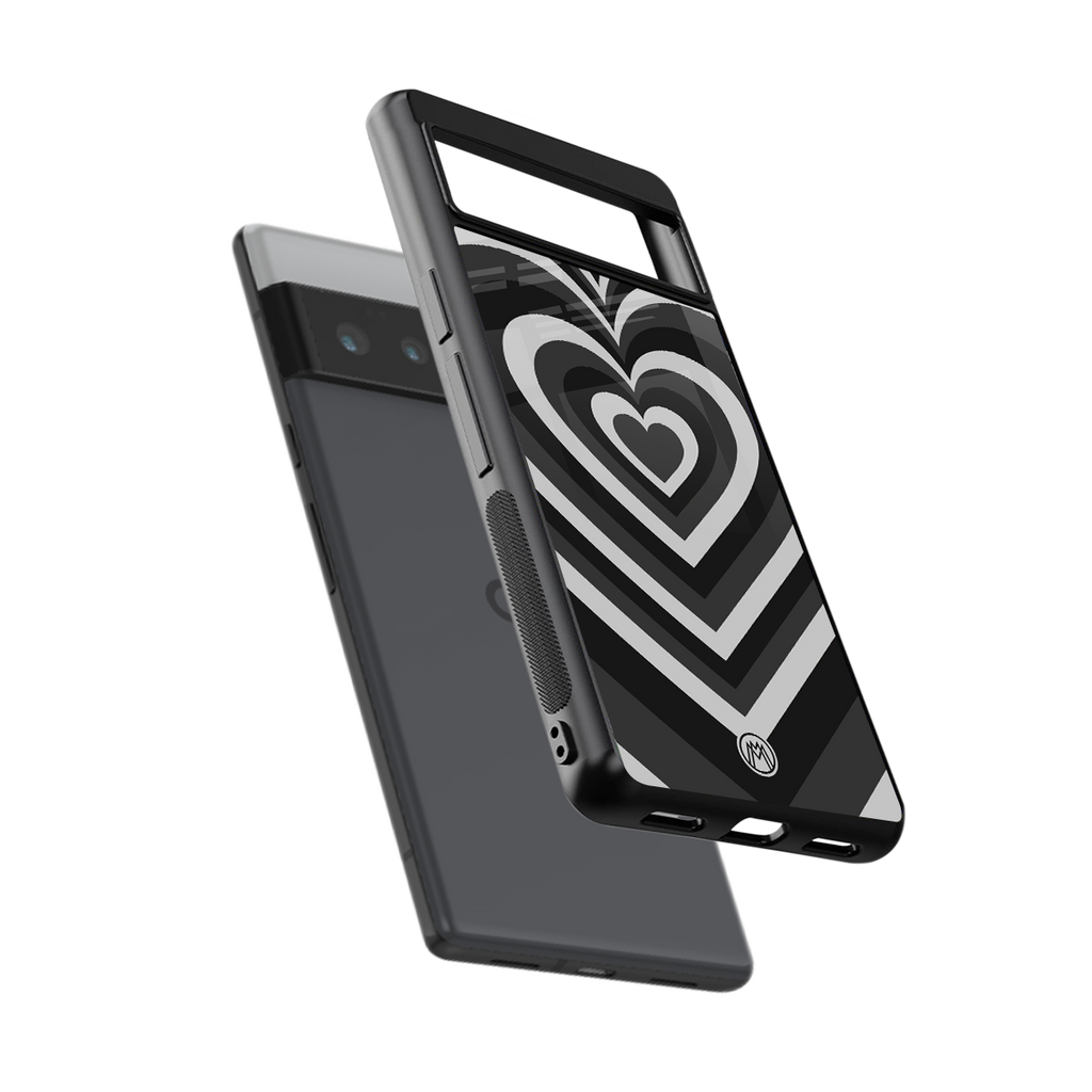 y2k retro black hearts back phone cover | glass case for google pixel 6 pro