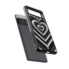 y2k retro black hearts back phone cover | glass case for google pixel 6 pro