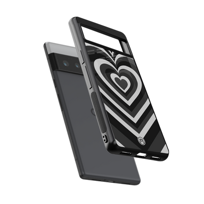 y2k retro black hearts back phone cover | glass case for google pixel 6 pro