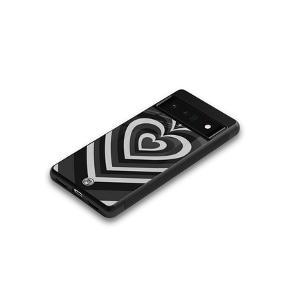 y2k retro black hearts back phone cover | glass case for google pixel 6 pro