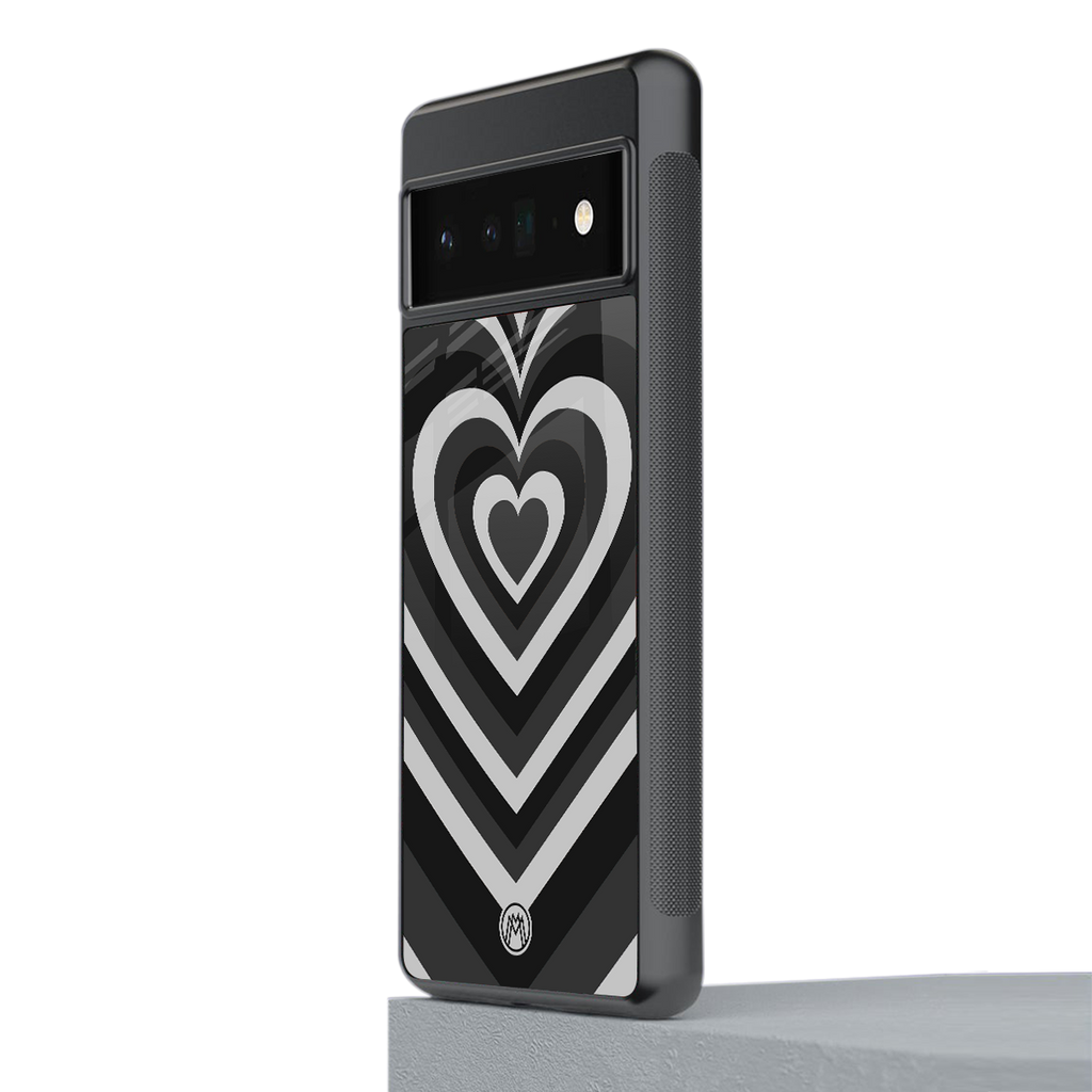 y2k retro black hearts back phone cover | glass case for google pixel 6 pro