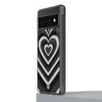 y2k retro black hearts back phone cover | glass case for google pixel 6 pro
