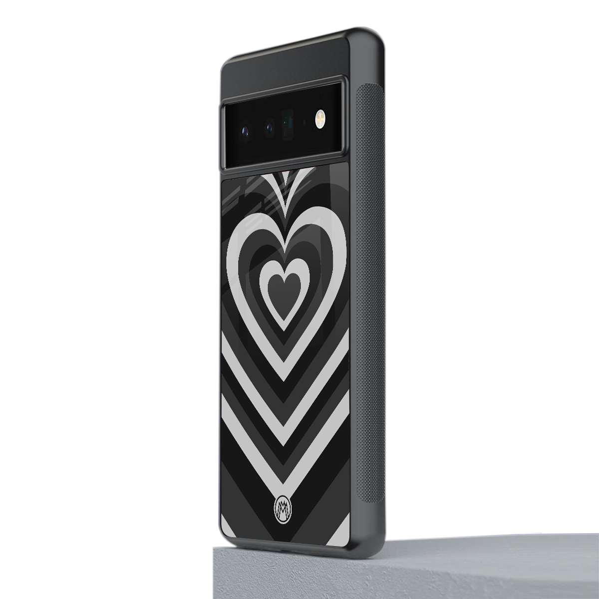 y2k retro black hearts back phone cover | glass case for google pixel 6 pro