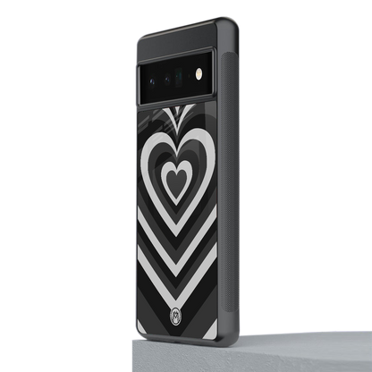 y2k retro black hearts back phone cover | glass case for google pixel 6 pro