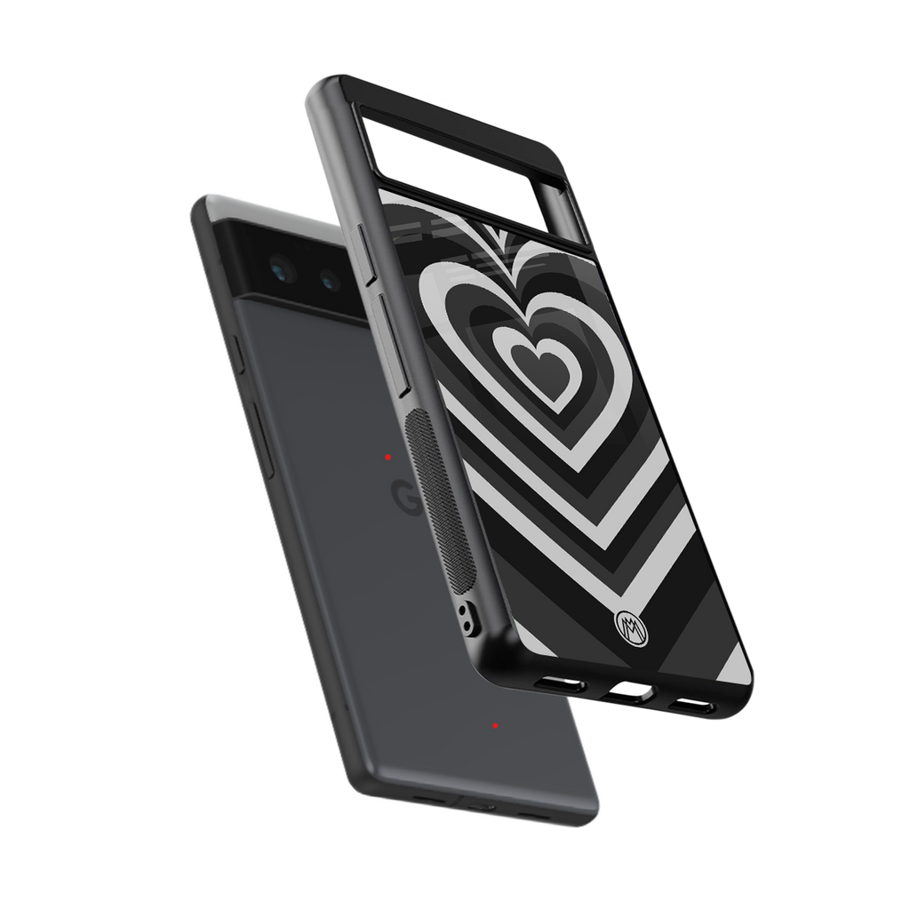 y2k retro black hearts back phone cover | glass case for Google Pixel 6A