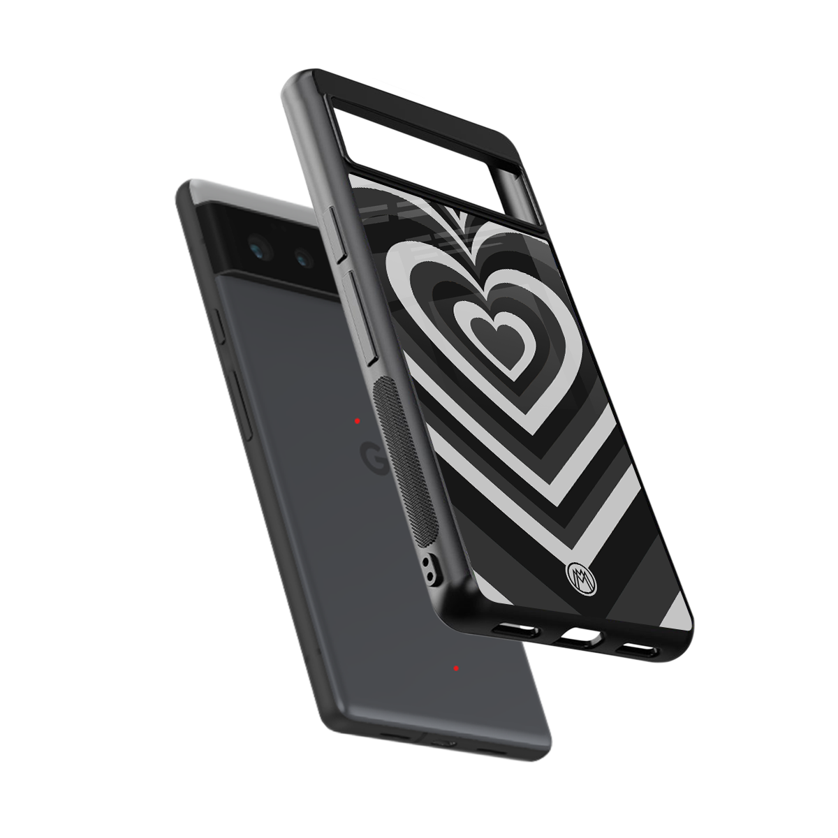 y2k retro black hearts back phone cover | glass case for Google Pixel 6A
