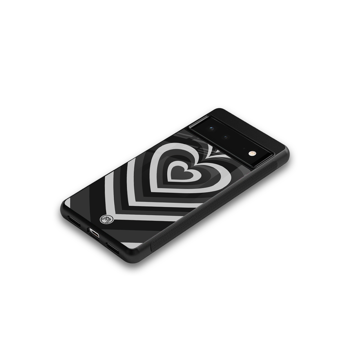 y2k retro black hearts back phone cover | glass case for Google Pixel 6A