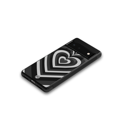 y2k retro black hearts back phone cover | glass case for Google Pixel 6A