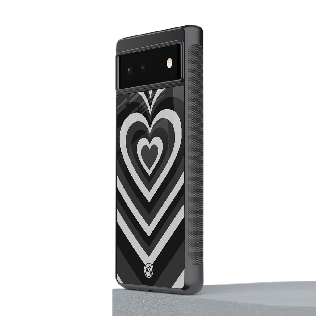 y2k retro black hearts back phone cover | glass case for Google Pixel 6A