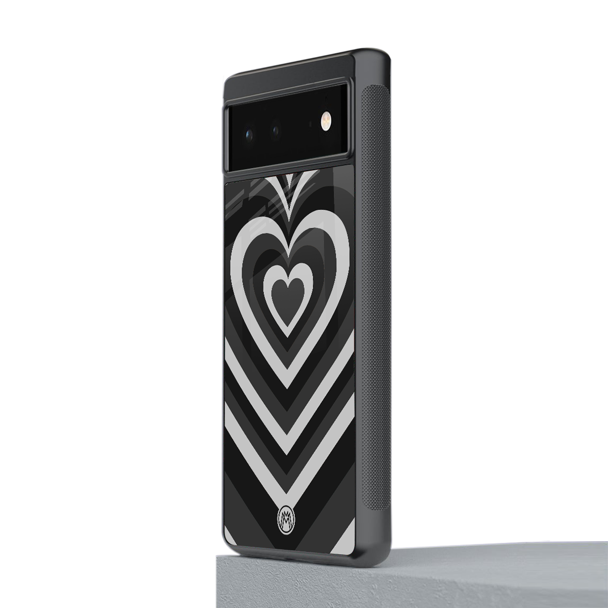 y2k retro black hearts back phone cover | glass case for Google Pixel 6A