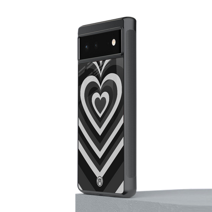 y2k retro black hearts back phone cover | glass case for Google Pixel 6A