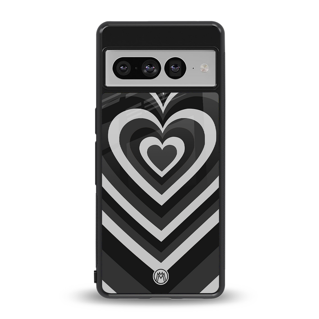 y2k retro black hearts back phone cover | glass case for google pixel 7 pro