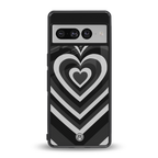 y2k retro black hearts back phone cover | glass case for google pixel 7 pro