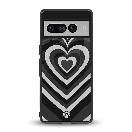 y2k retro black hearts back phone cover | glass case for google pixel 7 pro