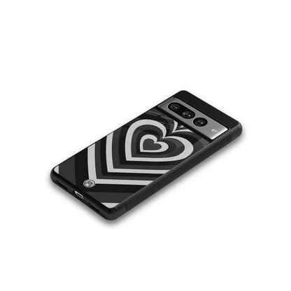 y2k retro black hearts back phone cover | glass case for google pixel 7 pro