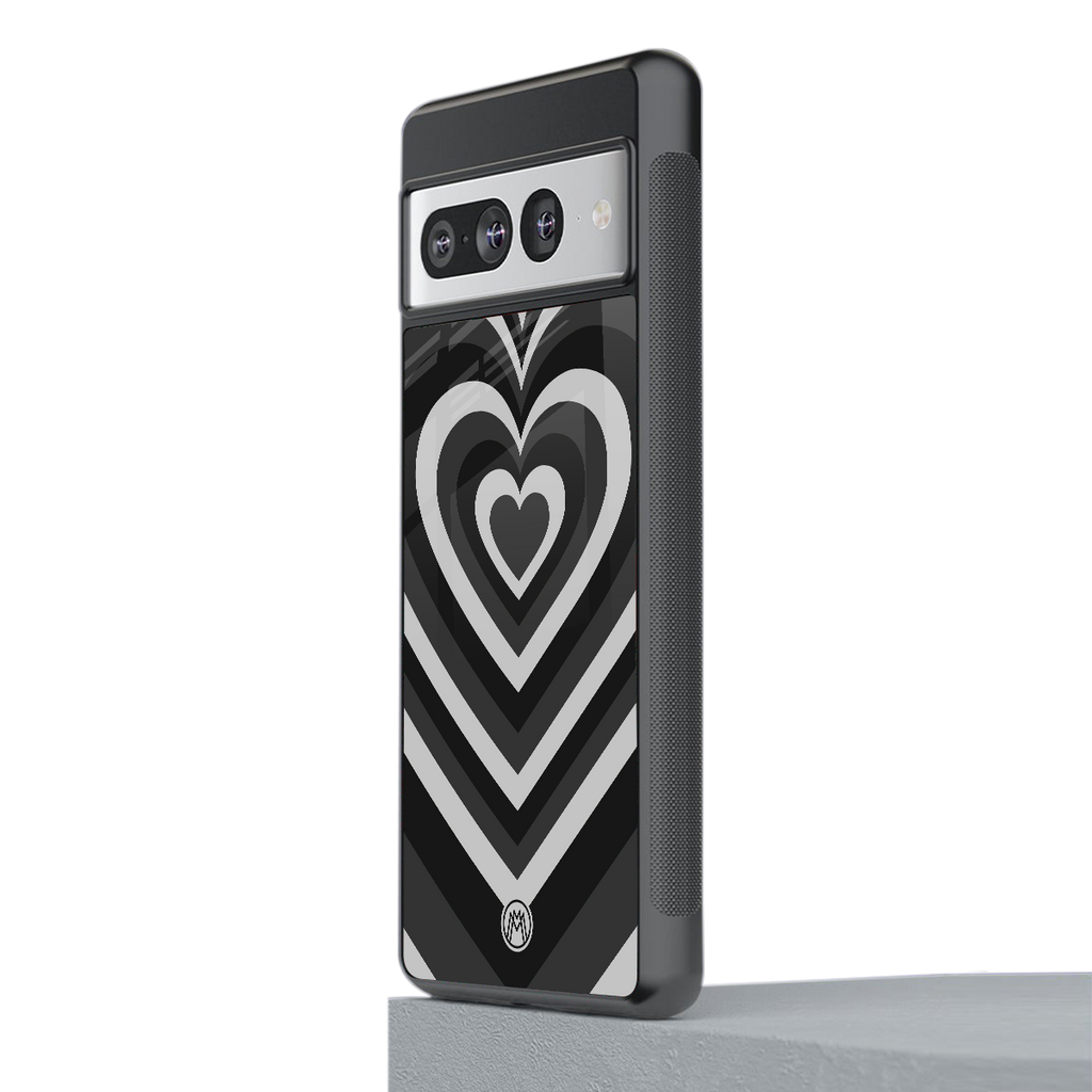 y2k retro black hearts back phone cover | glass case for google pixel 7 pro
