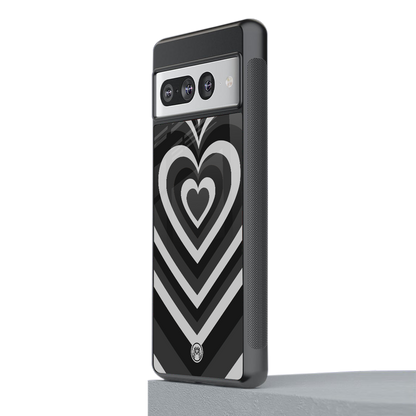 y2k retro black hearts back phone cover | glass case for google pixel 7 pro
